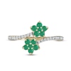 Thumbnail Image 2 of Emerald Flower Ring 1/8 ct tw Diamonds 10K Yellow Gold