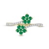 Thumbnail Image 3 of Emerald Flower Ring 1/8 ct tw Diamonds 10K Yellow Gold