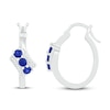 Thumbnail Image 2 of Blue Lab-Created Sapphire & Diamond Hoop Earrings 1/15 ct tw Sterling Silver
