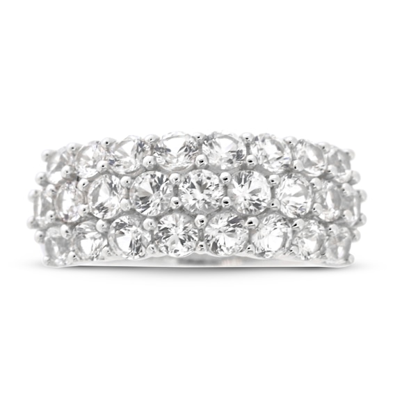 White Lab-Created Sapphire Wide Band Ring Sterling SIlver
