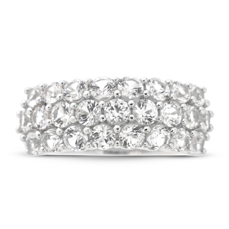 Main Image 1 of White Lab-Created Sapphire Wide Band Ring Sterling SIlver