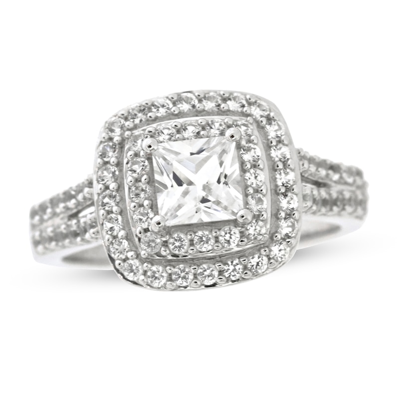Main Image 1 of White Lab-Created Sapphire Ring Sterling Silver