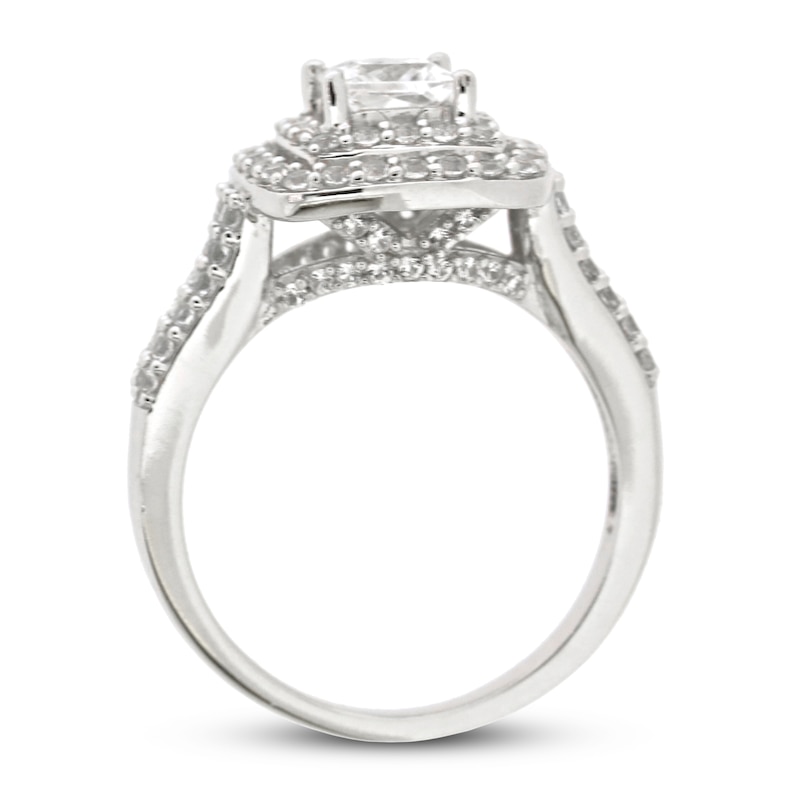 Main Image 2 of White Lab-Created Sapphire Ring Sterling Silver