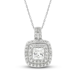 White Lab-Created Sapphire Necklace Sterling Silver 18"
