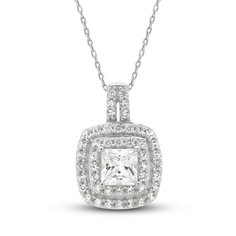 Main Image 1 of White Lab-Created Sapphire Necklace Sterling Silver 18&quot;