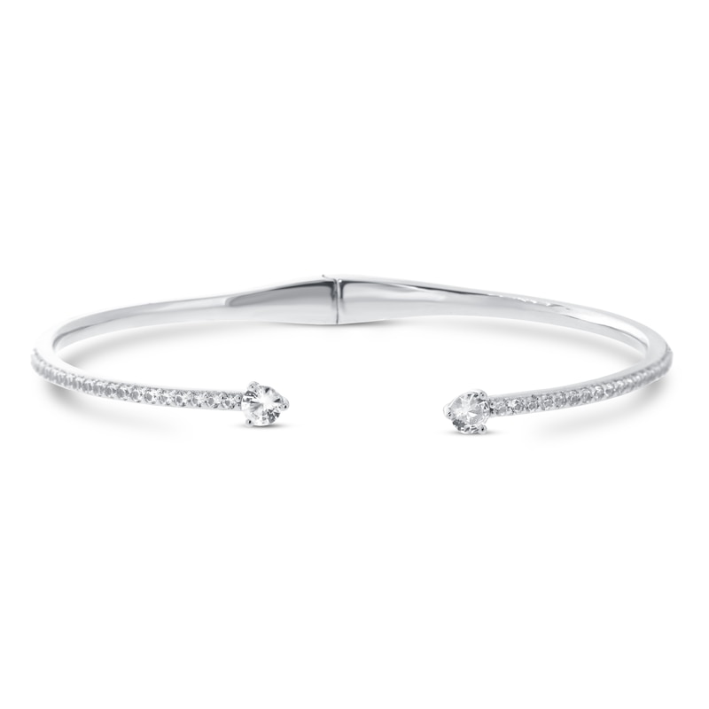 White Lab-Created Sapphire Cuff Bracelet Sterling Silver