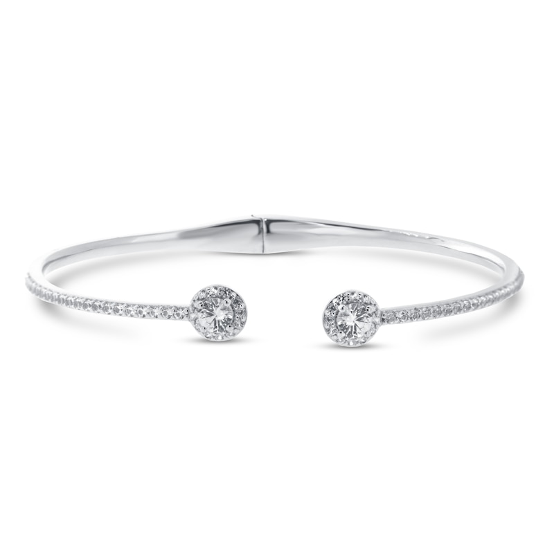 Main Image 1 of White Lab-Created Sapphire Bangle Bracelet Sterling Silver