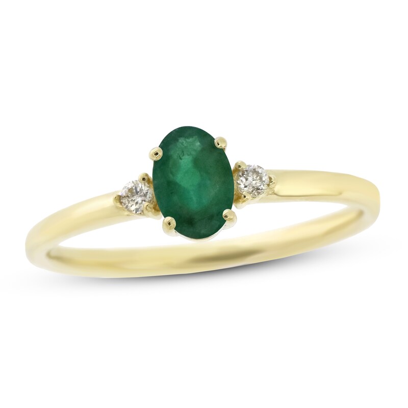 Main Image 1 of Emerald & Diamond Ring 1/20 ct tw 10K Yellow Gold
