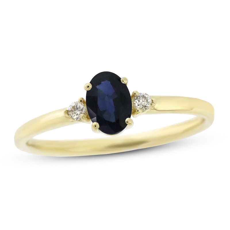 Main Image 1 of Blue Sapphire & Diamond Ring 1/20 ct tw 10K Yellow Gold