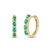 Thumbnail Image 0 of Emerald & Diamond Hoop Earrings 1/15 ct tw 10K Yellow Gold