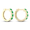 Thumbnail Image 3 of Emerald & Diamond Hoop Earrings 1/15 ct tw 10K Yellow Gold