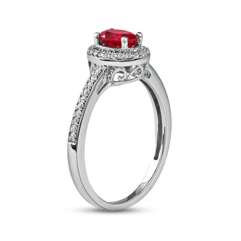 Lab-Created Ruby & White Lab-Created Sapphire Ring Sterling Silver