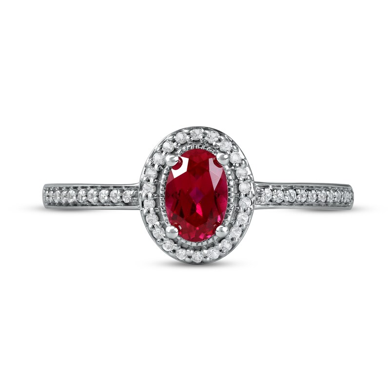 Lab-Created Ruby & White Lab-Created Sapphire Ring Sterling Silver