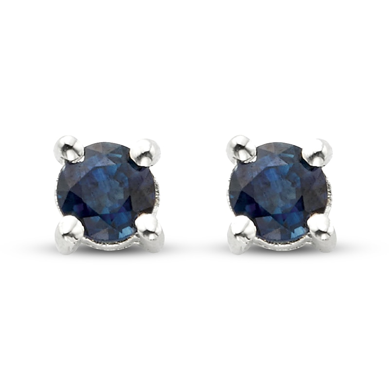 Main Image 2 of Certified Blue Sapphire Stud Earrings 14K White Gold