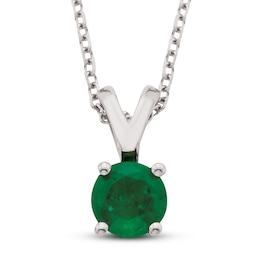 Certified Emerald Necklace 14K White Gold 18&quot;