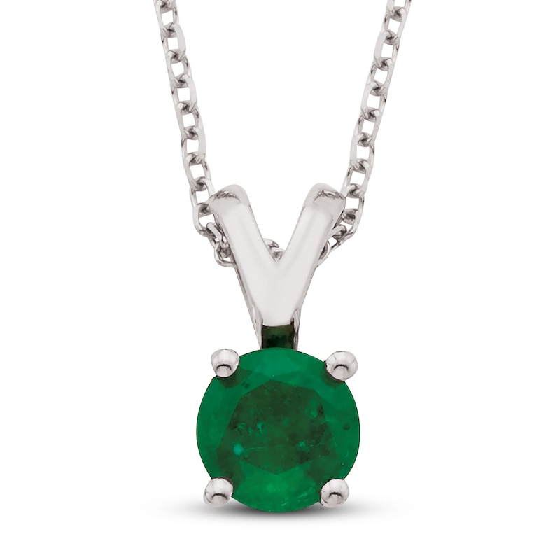 Main Image 1 of Certified Emerald Necklace 14K White Gold 18&quot;