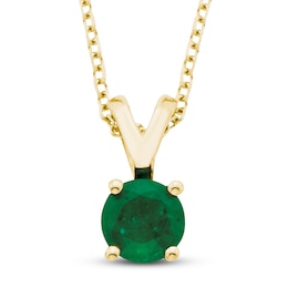 Certified Emerald Necklace 14K Yellow Gold 18&quot;