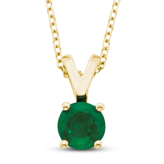 Certified Emerald Necklace 14K Yellow Gold 18
