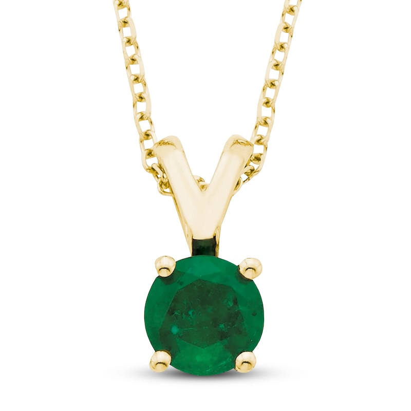 Main Image 1 of Certified Emerald Necklace 14K Yellow Gold 18&quot;
