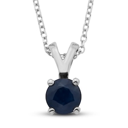 Certified Blue Sapphire Necklace 14K White Gold 18&quot;