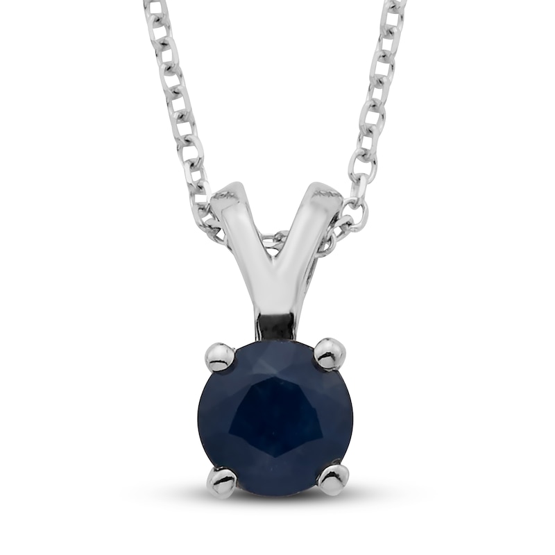 Certified Blue Sapphire Necklace 14K White Gold 18"