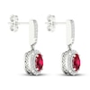 Thumbnail Image 3 of Lab-Created Ruby & White Lab-Created Sapphire Dangle Earrings Sterling Silver
