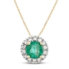 Thumbnail Image 1 of Certified Emerald & Diamond Necklace 1/15 ct tw 14K Yellow Gold 18&quot;