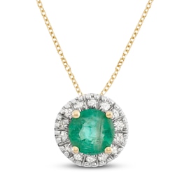 Certified Emerald & Diamond Necklace 1/15 ct tw 14K Yellow Gold 18&quot;