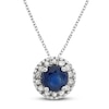 Thumbnail Image 0 of Certified Blue Sapphire & Diamond Necklace 1/15 ct tw 14K White Gold 18"