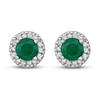 Thumbnail Image 1 of Certified Emerald & Diamond Earrings 1/8 ct tw 14K White Gold