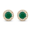 Thumbnail Image 0 of Certified Emerald & Diamond Earrings 1/8 ct tw 14K Yellow Gold