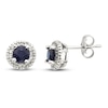 Thumbnail Image 1 of Certified Blue Sapphire & Diamond Earrings 1/8 ct tw 14K White Gold