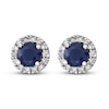 Thumbnail Image 2 of Certified Blue Sapphire & Diamond Earrings 1/8 ct tw 14K White Gold