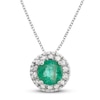 Thumbnail Image 1 of Certified Emerald & Diamond Necklace 1/15 ct tw Round-cut 14K White Gold
