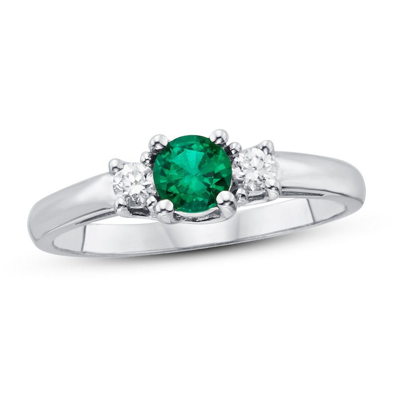 Certified Emerald & Diamond Ring 1/8 ct tw 14K White Gold | Kay