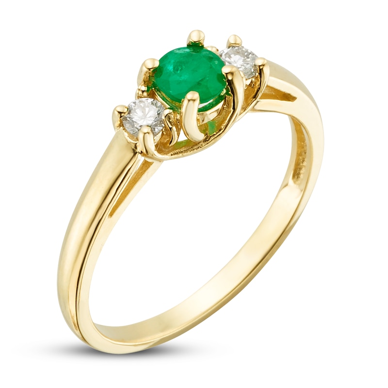 Main Image 2 of Certified Emerald & Diamond Ring 1/8 ct tw 14K Yellow Gold