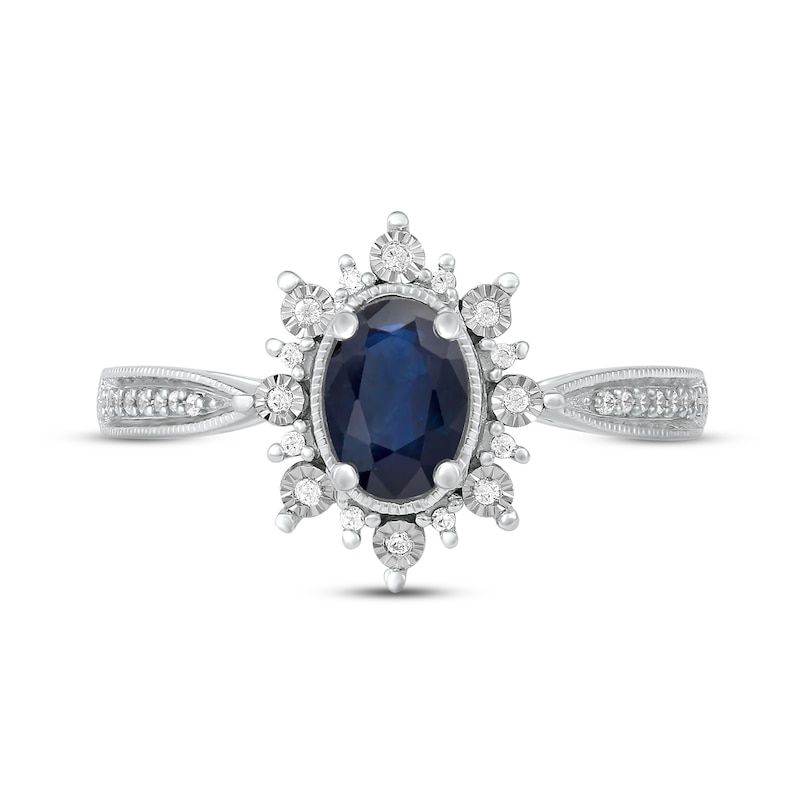 Blue Sapphire & Diamond Ring 1/10 ct tw 10K White Gold | Kay