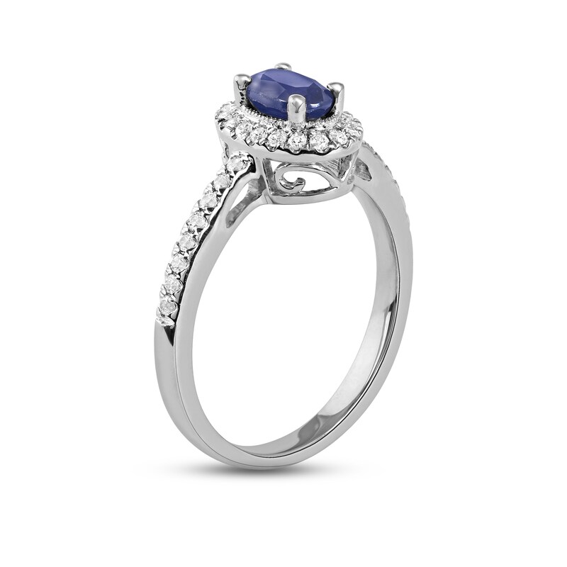 Blue Sapphire & Diamond Ring 1/5 ct tw 10K White Gold