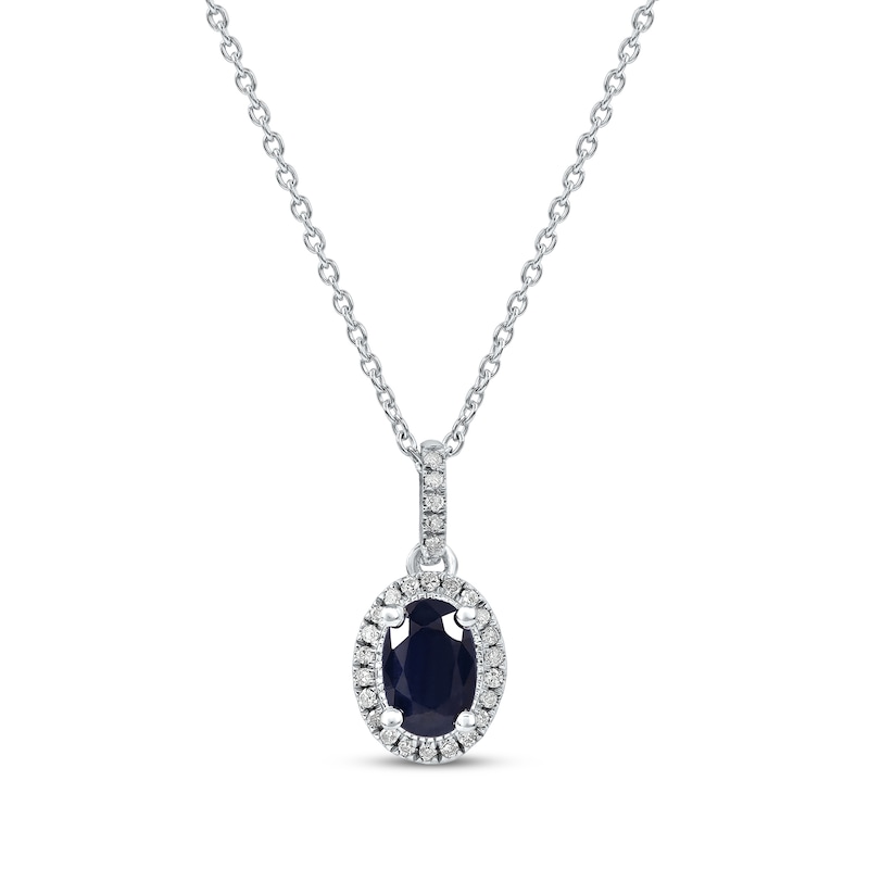 Blue Sapphire & Diamond Necklace 1/15 ct tw 10K White Gold 18"