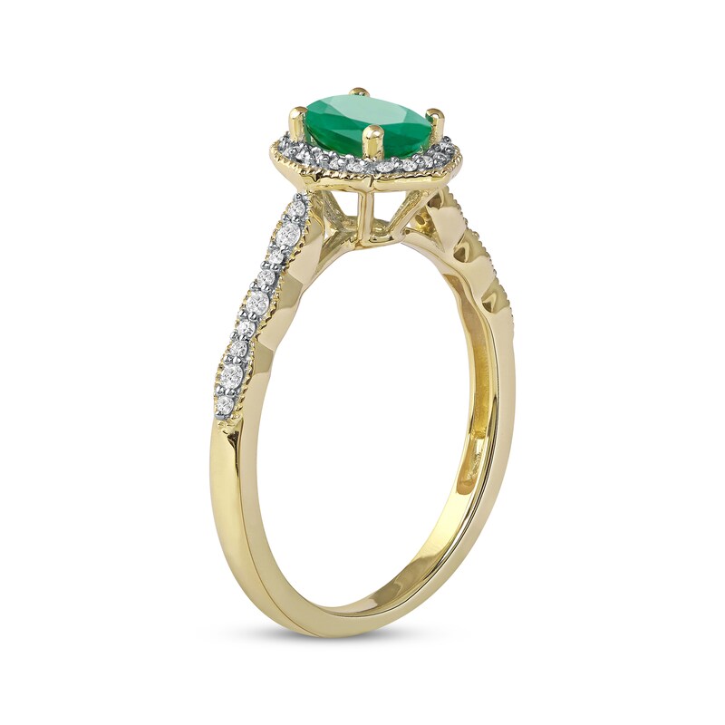 Emerald & Diamond Ring 1/6 ct tw 10K Yellow Gold