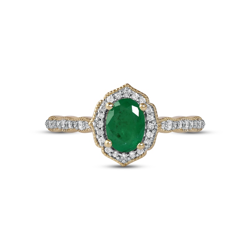 Emerald & Diamond Ring 1/6 ct tw 10K Yellow Gold