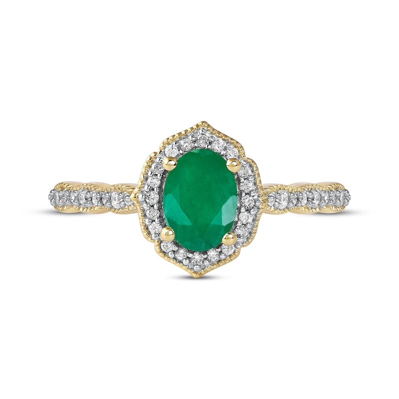 Emerald & Diamond Ring 1/6 ct tw 10K Yellow Gold