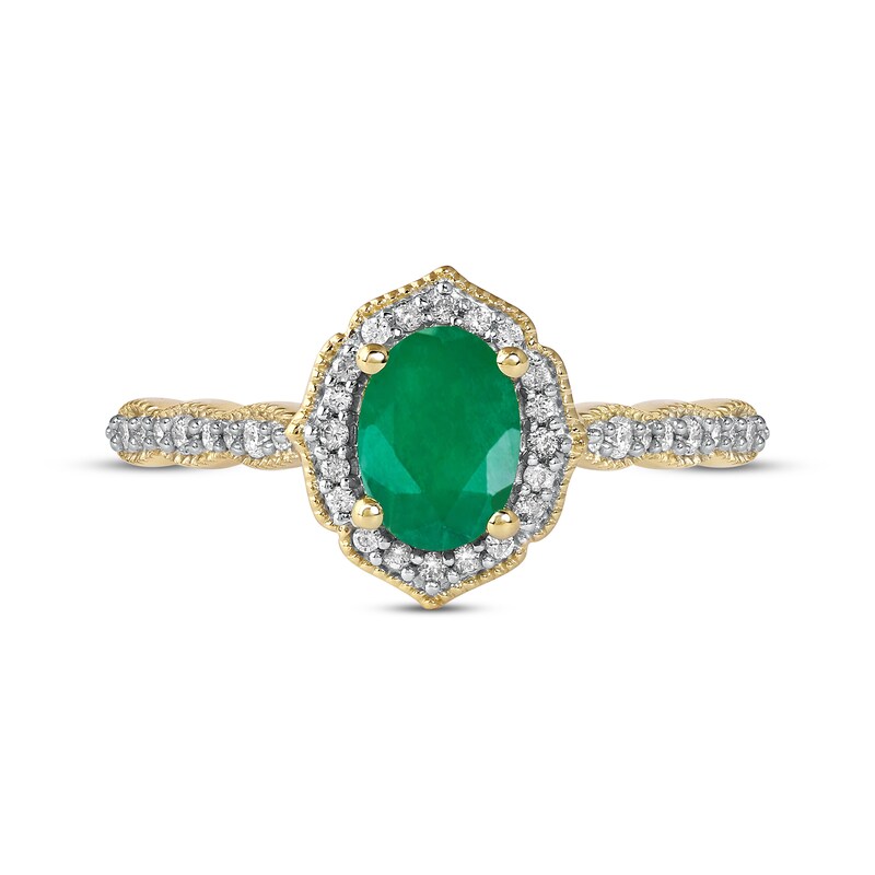 Emerald & Diamond Ring 1/6 ct tw 10K Yellow Gold