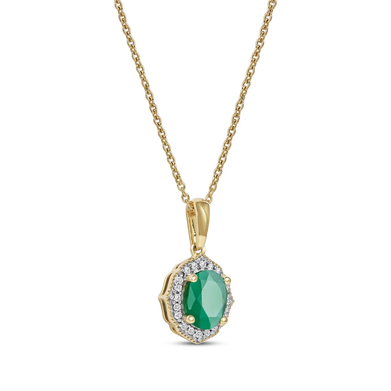 Emerald & Diamond Necklace 1/20 ct tw 10 Yellow Gold 18"