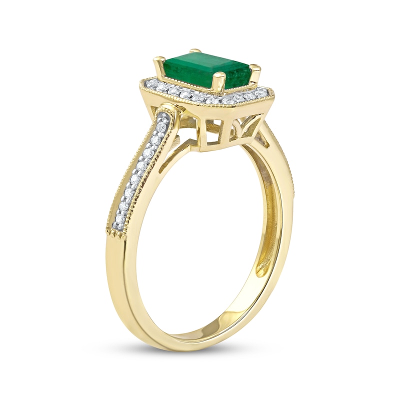 Emerald & Diamond Ring 1/5 ct tw 10K Yellow Gold | Kay