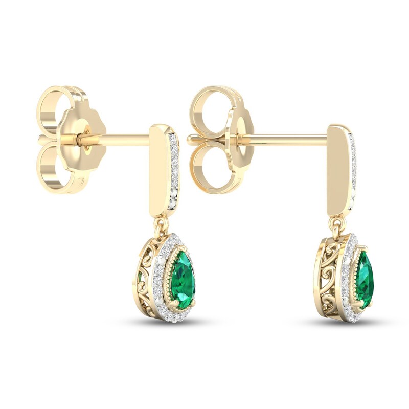 Emerald & Diamond Earrings 1/10 ct tw 10K Yellow Gold