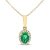 Emerald & Diamond Necklace 1/10 ct tw 10K Yellow Gold 18"