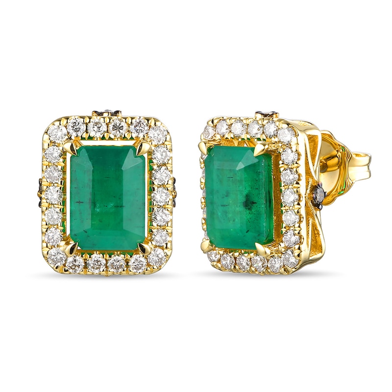 Main Image 1 of Le Vian Emerald & Diamond Earrings 3/8 ct tw 14K Honey Gold