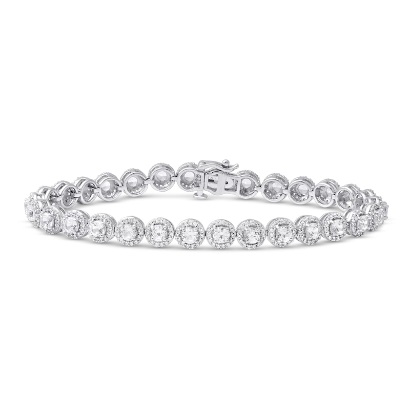 White Lab-Created Sapphire Fashion Bracelet Sterling Silver 7.5"