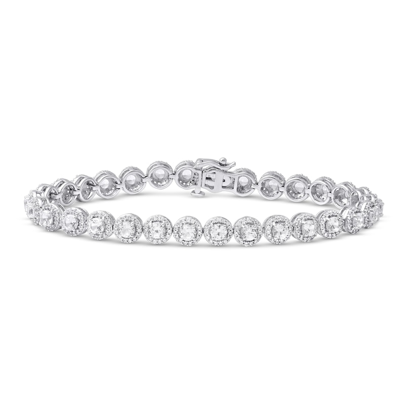 Main Image 1 of White Lab-Created Sapphire Fashion Bracelet Sterling Silver 7.5&quot;